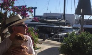 Oliver and Dad looking at boats