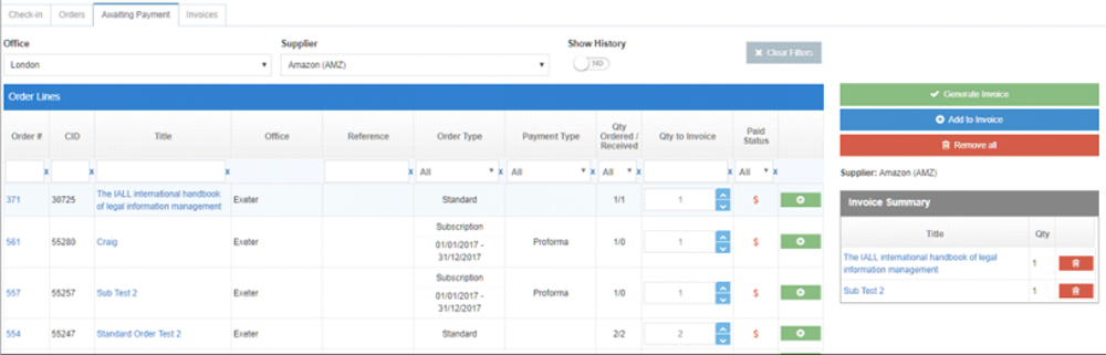 New Serials Invoicing