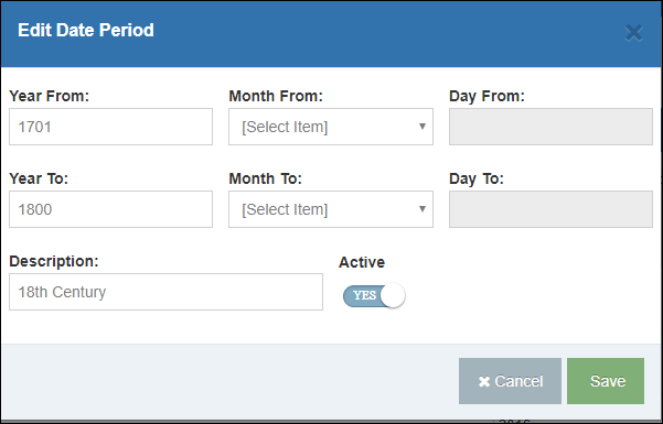 Edit Defining Date Periods