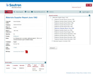 Screenshot of Soutron Business Archive Software