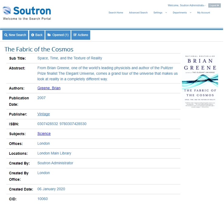 Soutron Biblio Meta Basic Record