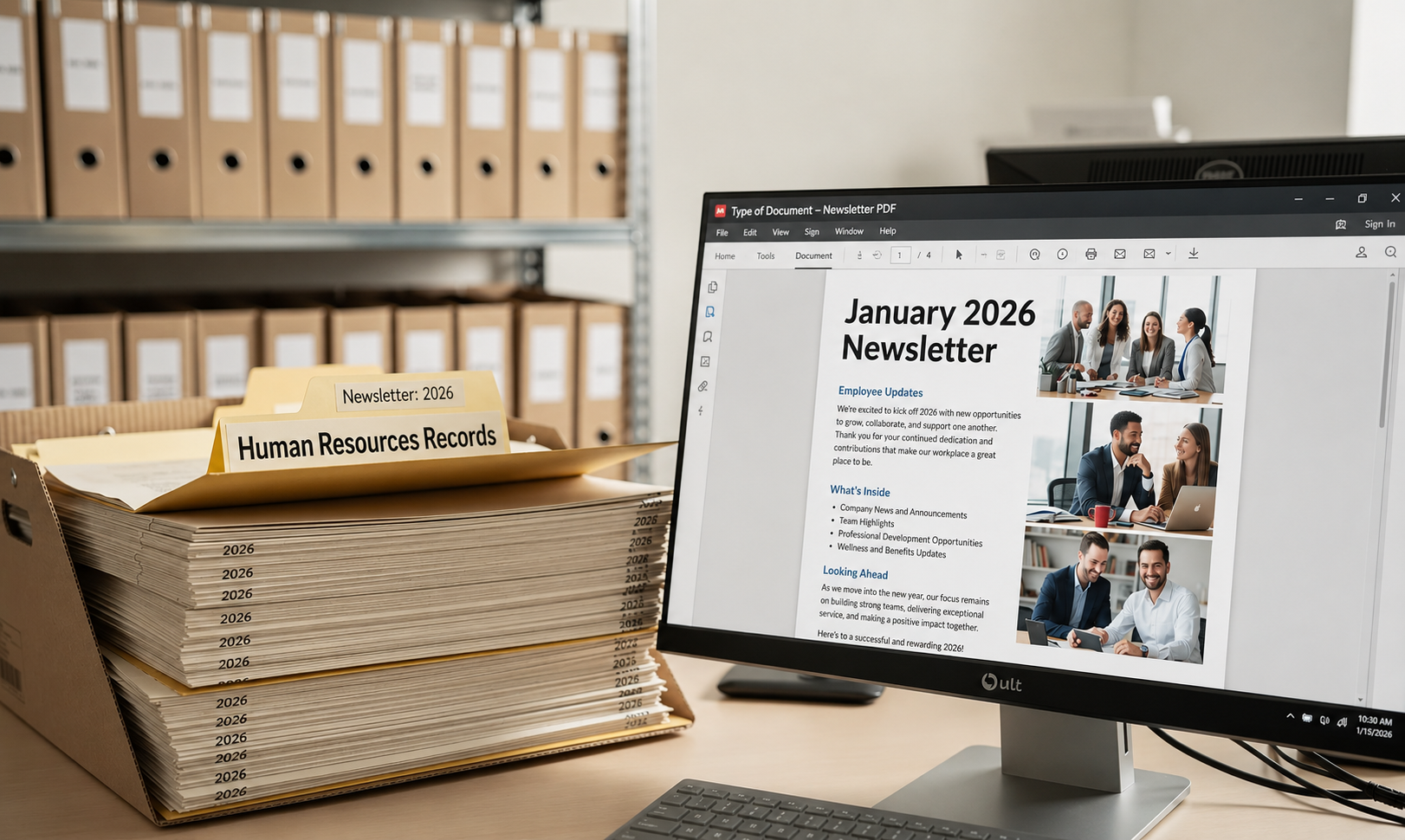 Physical and digital archive records managed together in an archive management system