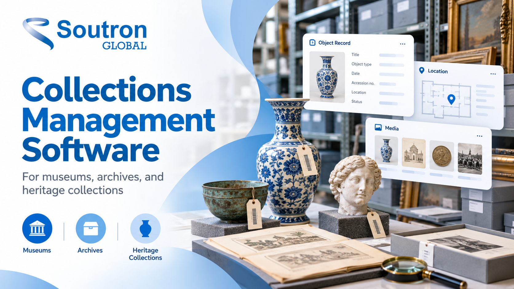Collections management software for cataloging and tracking museum artifacts, archives, and heritage collections.